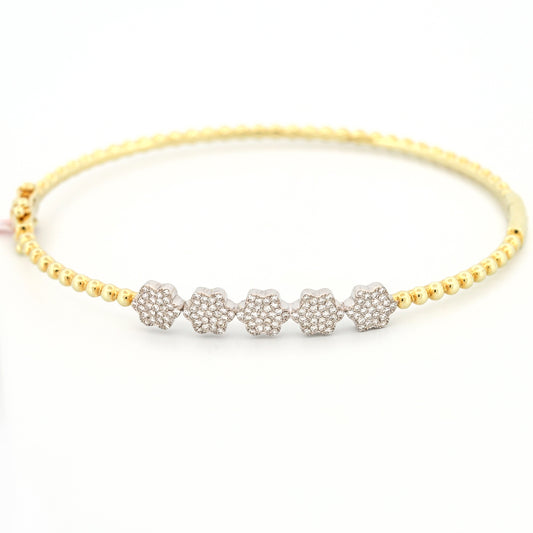 Meira T Diamond Flowers Bead Bangle Bracelet in 14k Yellow Gold