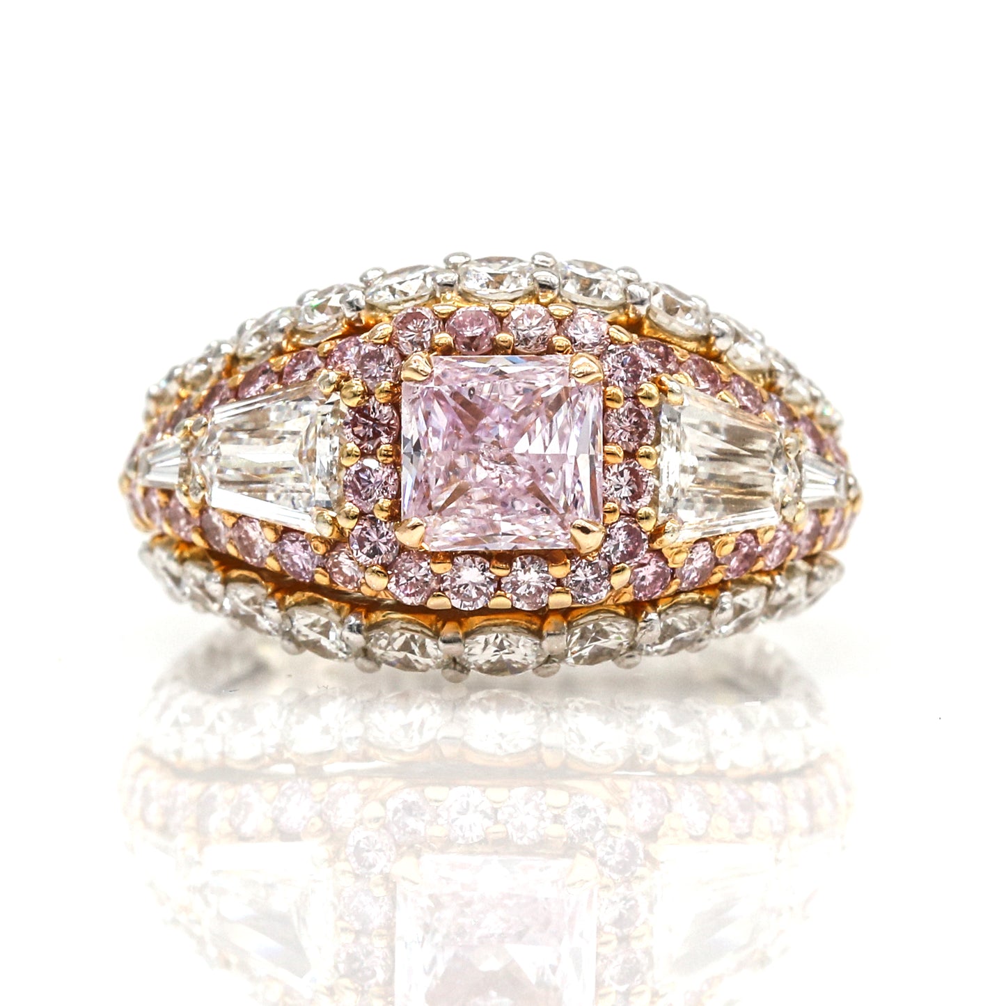 GIA Certified Fancy Pink Diamond Engagement Ring in Platinum and 18k Gold