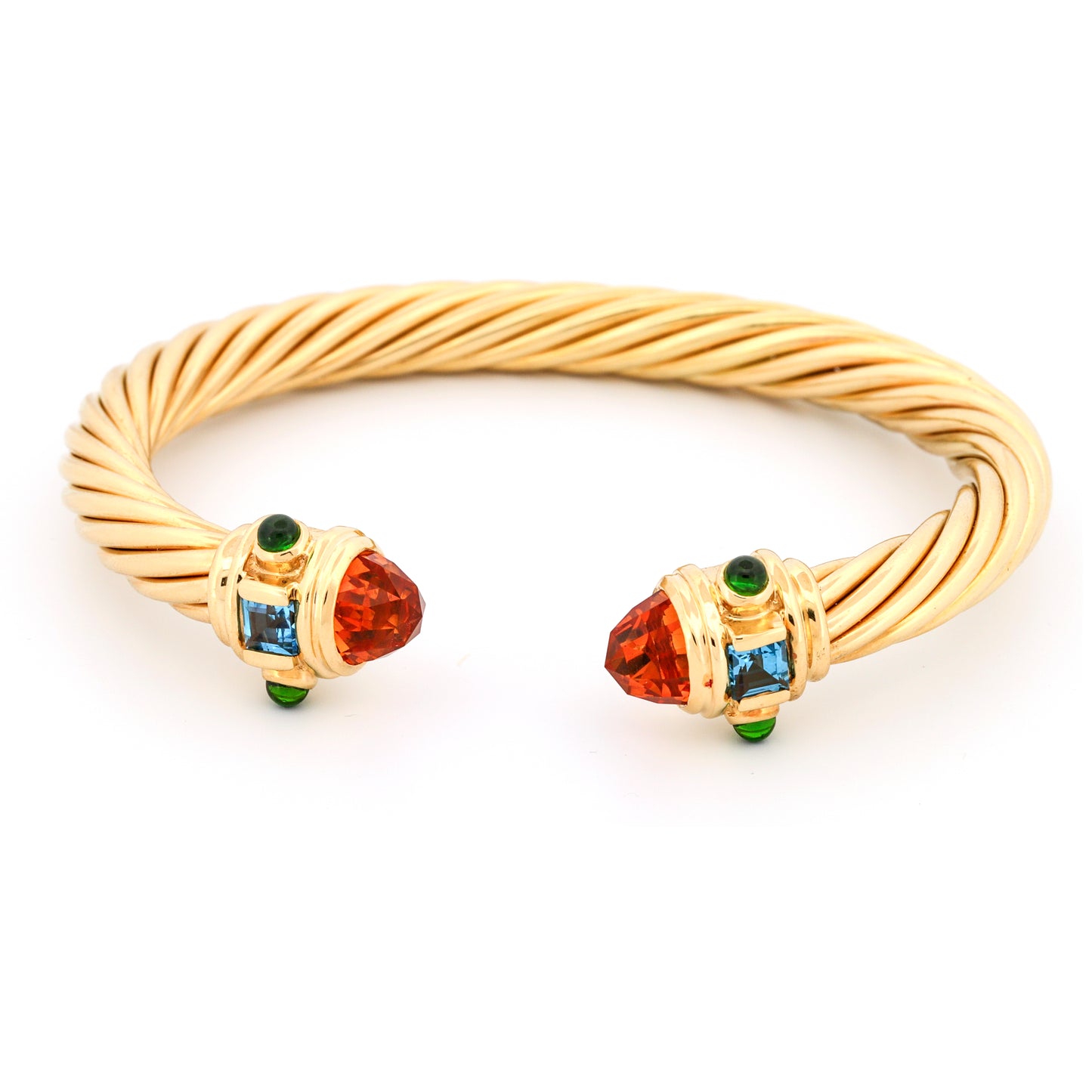 David Yurman Renaissance Bracelet 18k Yellow Gold with Emerald Citrine Topaz