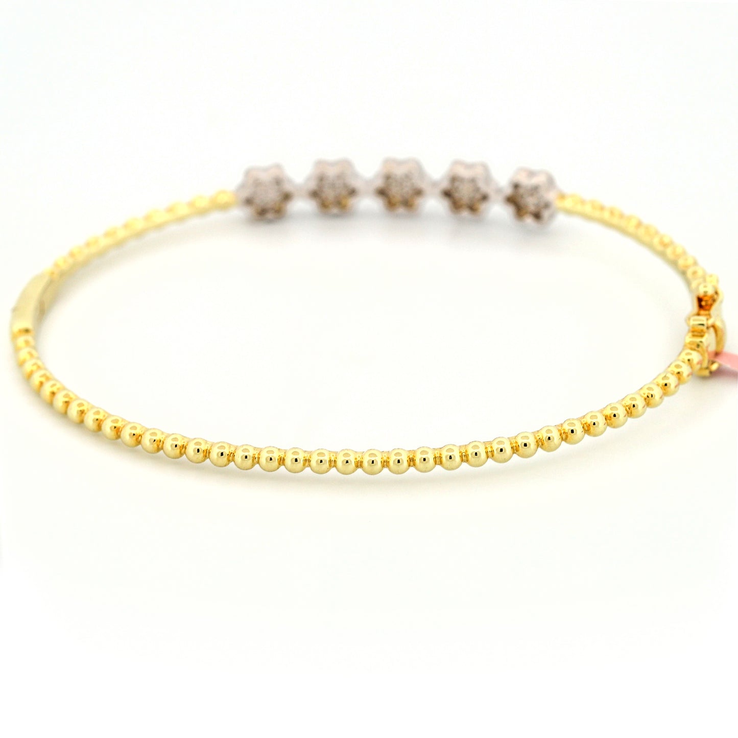 Meira T Diamond Flowers Bead Bangle Bracelet in 14k Yellow Gold