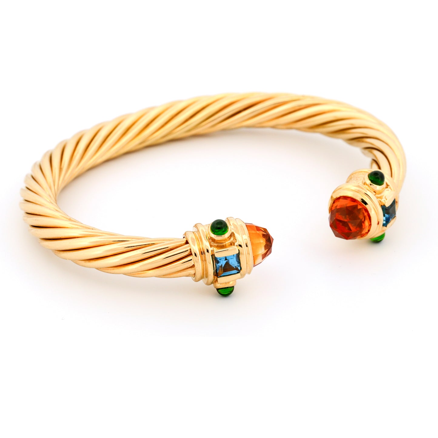 David Yurman Renaissance Bracelet 18k Yellow Gold with Emerald Citrine Topaz