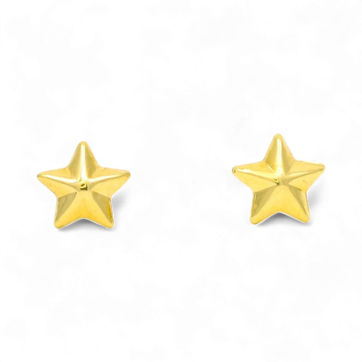 18K Yellow Gold Mini Puffed Star Screw-Back Earrings