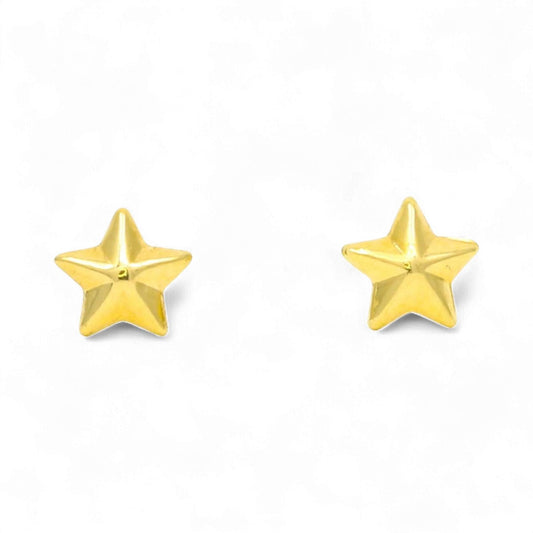 18K Yellow Gold Mini Puffed Star Screw-Back Earrings