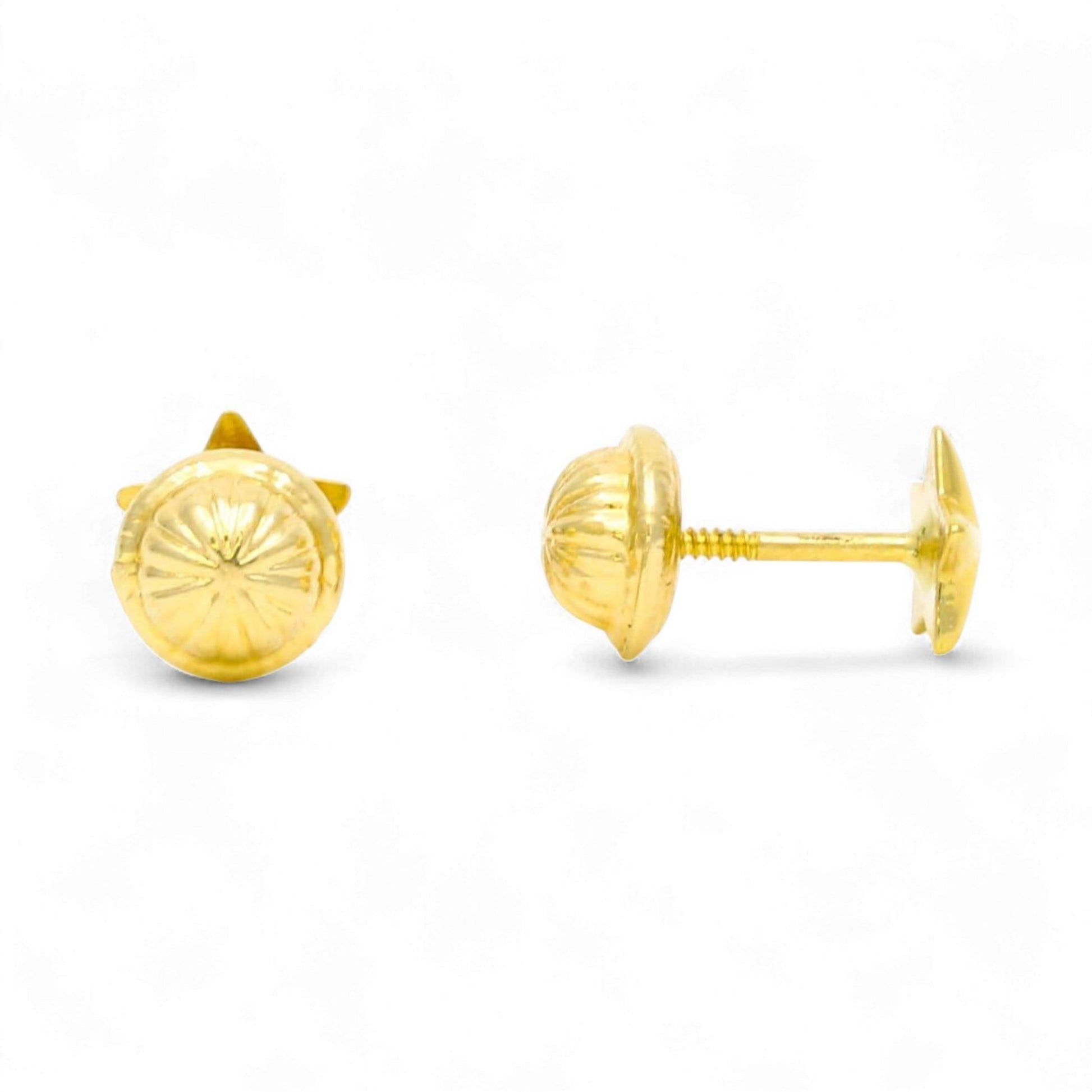 18K Yellow Gold Mini Puffed Star Screw-Back Earrings