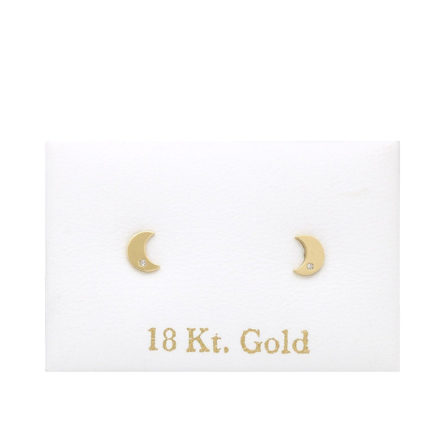 18K Solid Yellow Gold Half-Moon Gemstone Screw-Back Baby Earrings 5mm