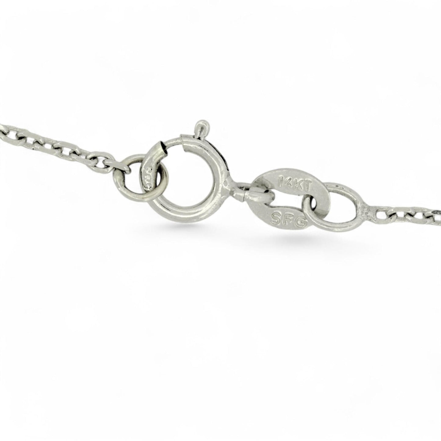 14K White Gold Natural Sapphire & Diamond Halo Minimalist Pendant Necklace