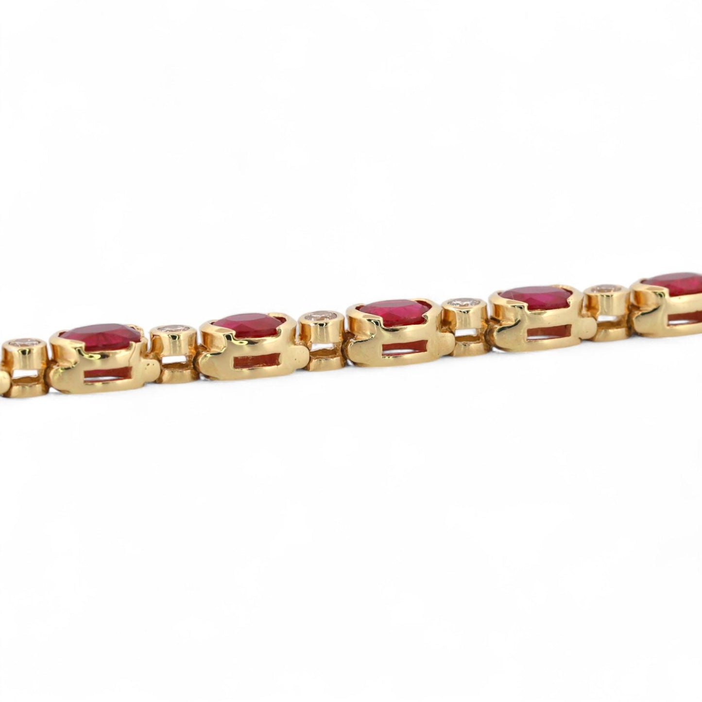 Vintage 14K Yellow Gold Natural Ruby & Diamond Inline Bracelet 8.80ct