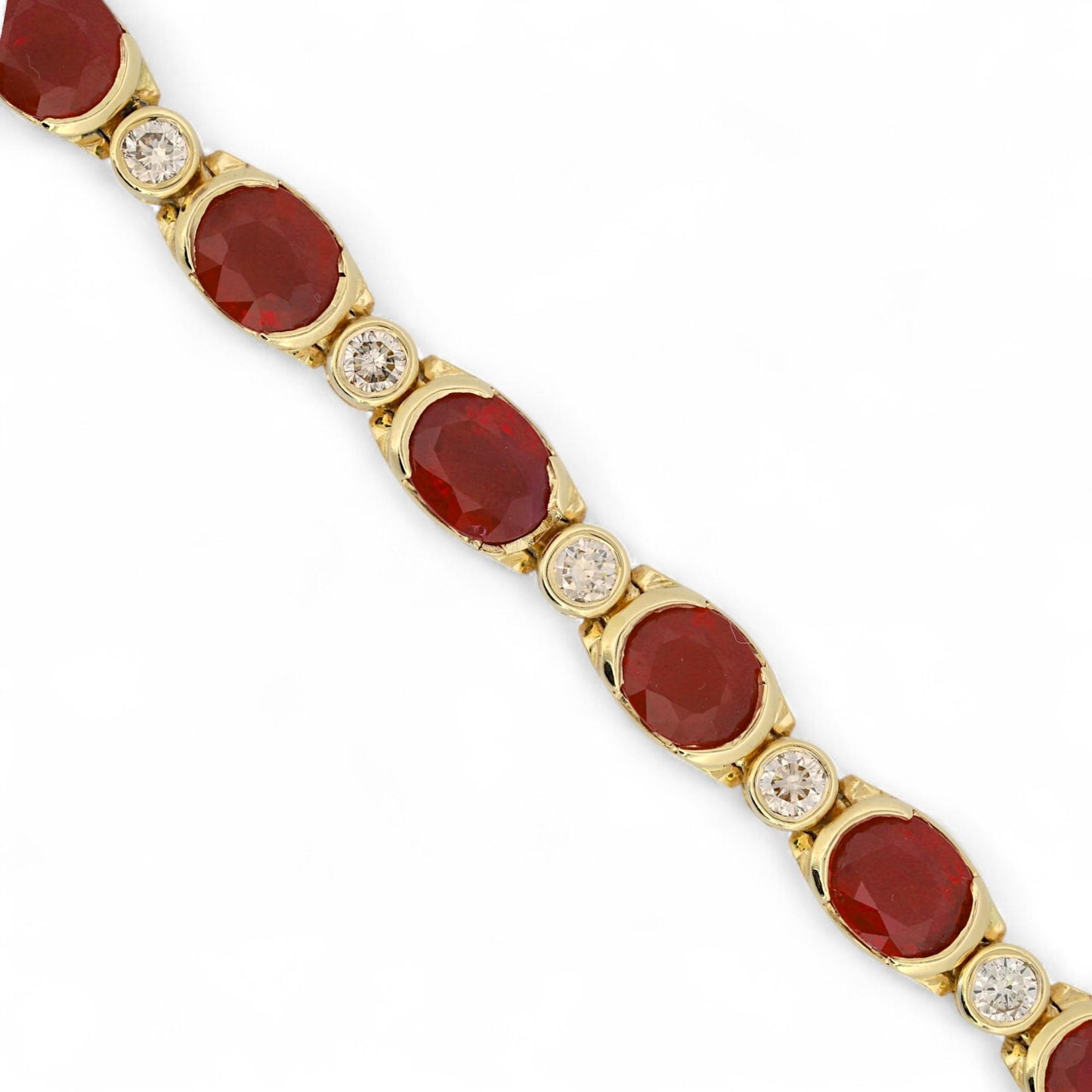 Vintage 14K Yellow Gold Natural Ruby & Diamond Inline Bracelet 8.80ct