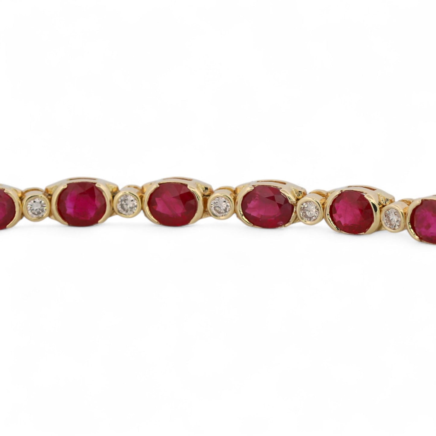 Vintage 14K Yellow Gold Natural Ruby & Diamond Inline Bracelet 8.80ct