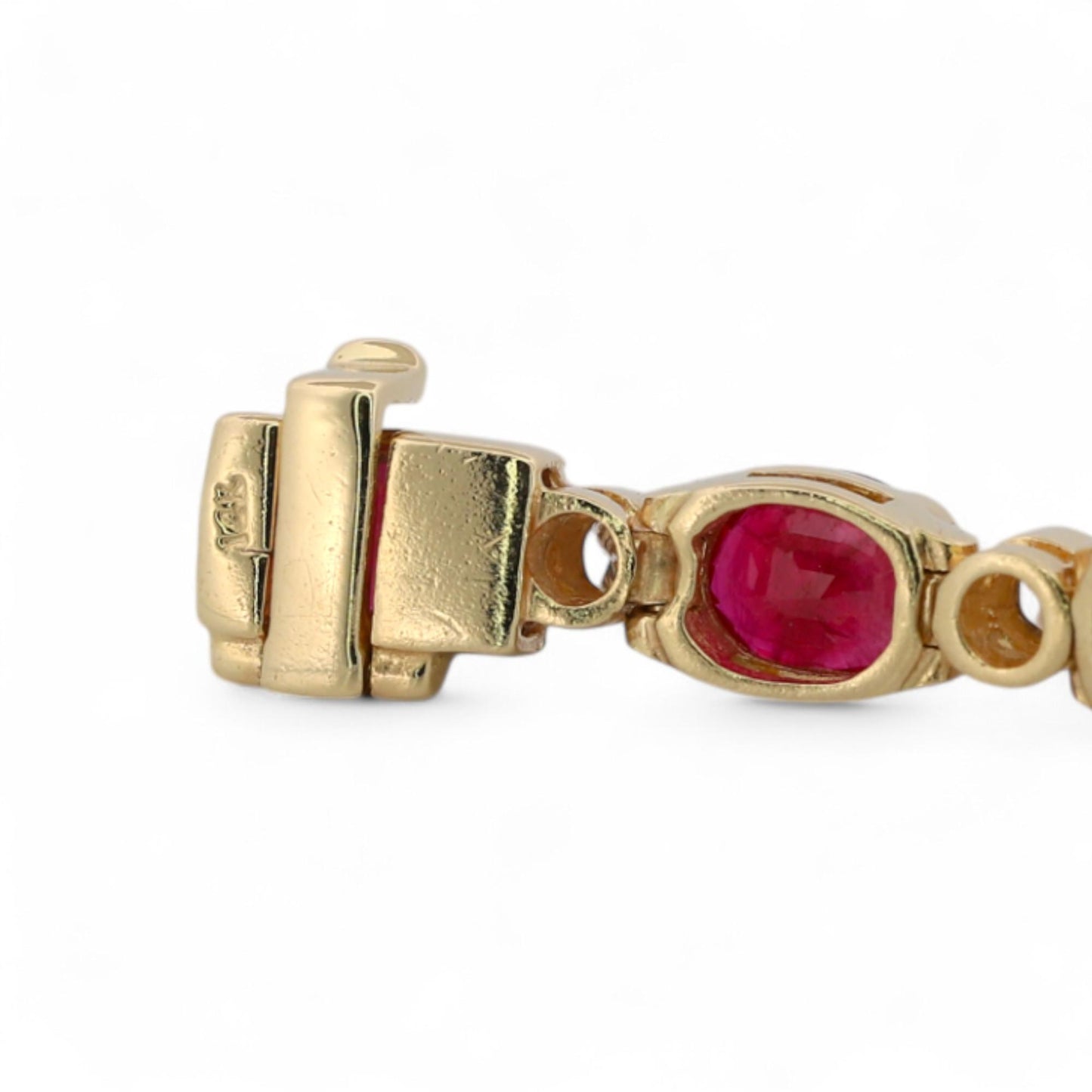 Vintage 14K Yellow Gold Natural Ruby & Diamond Inline Bracelet 8.80ct
