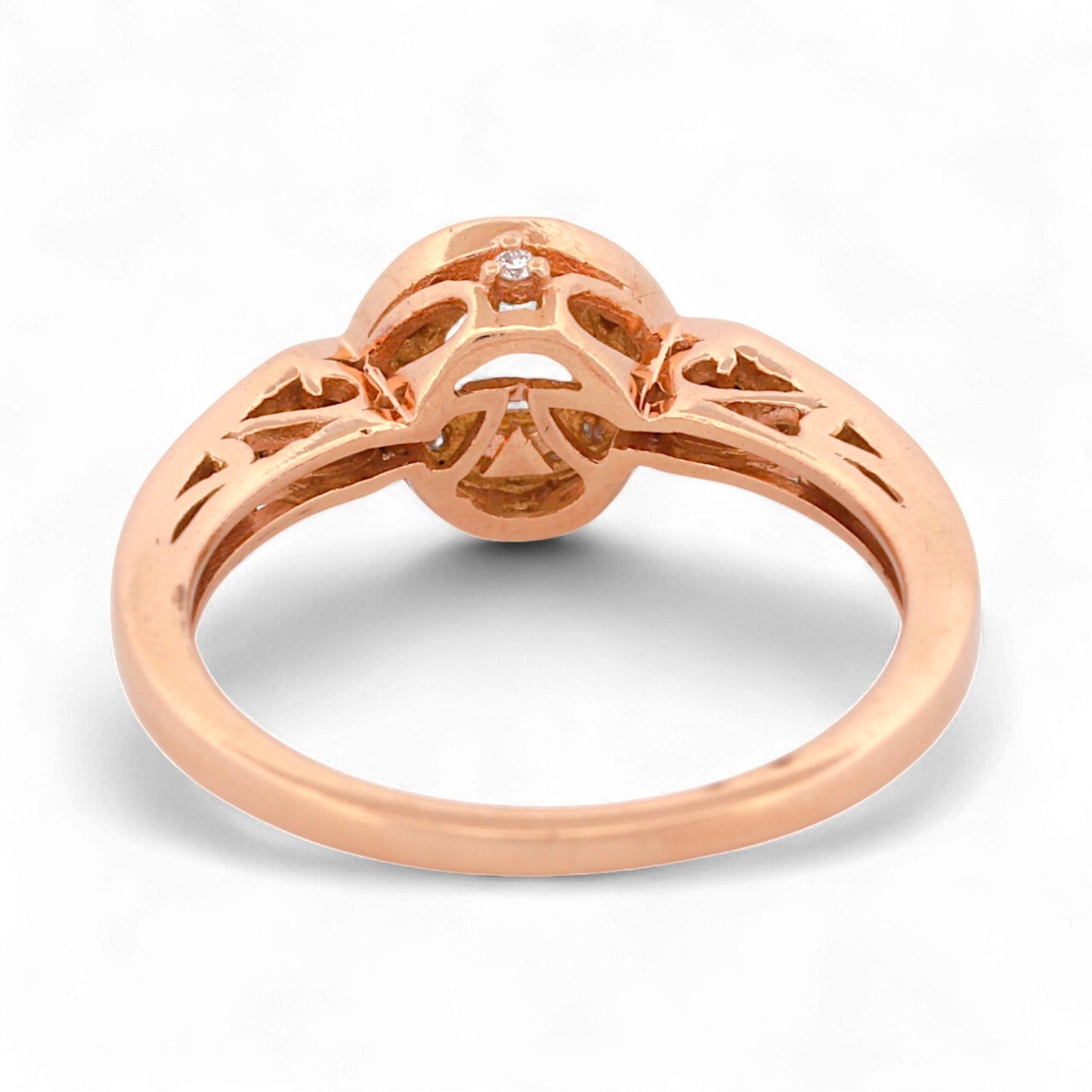 Le Vian 14K Rose Gold Chocolate Quartz & Diamond Halo Band Ring Size 6.75