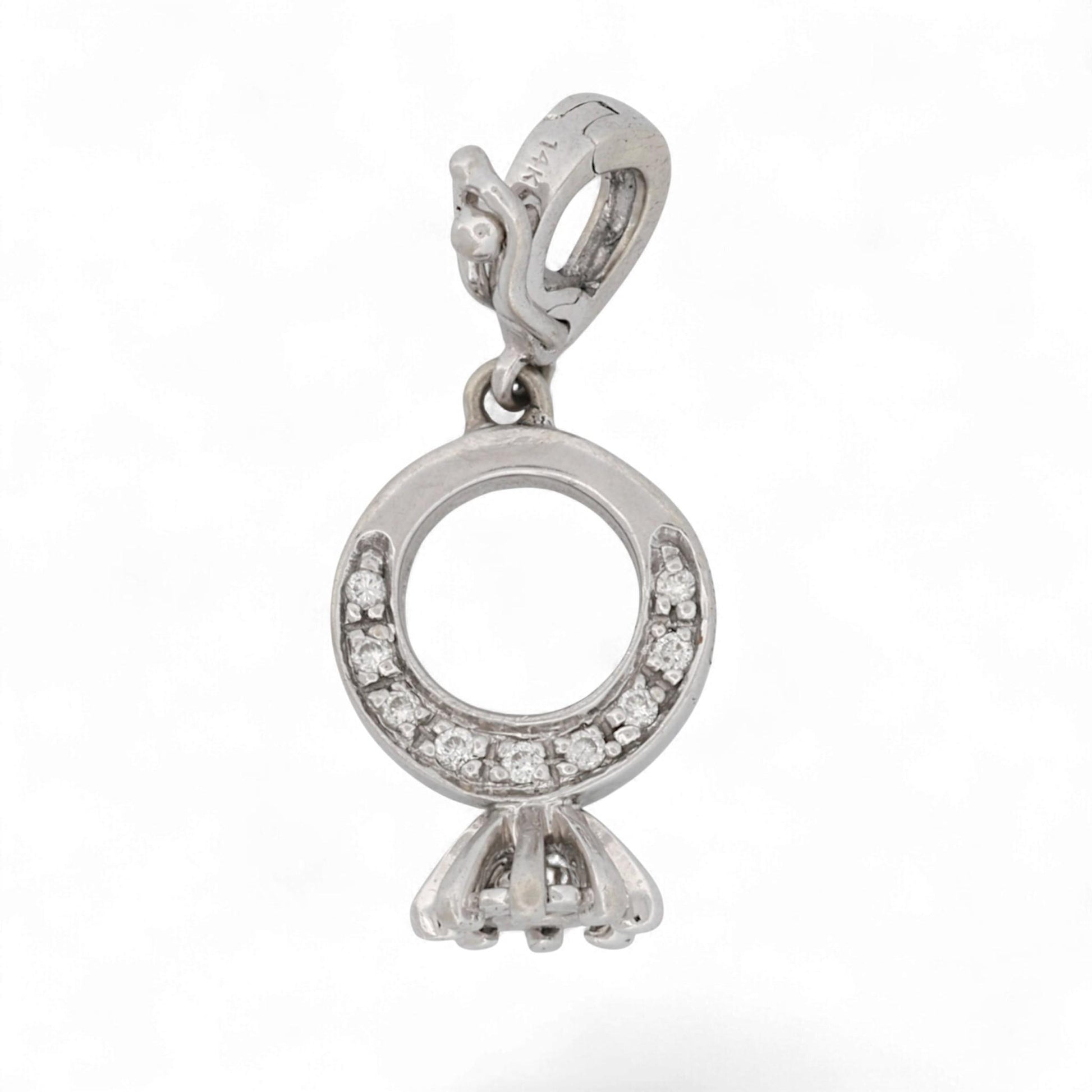 Gabriel & Co. 14K White Gold Diamond Engagement Ring Charm Pendant