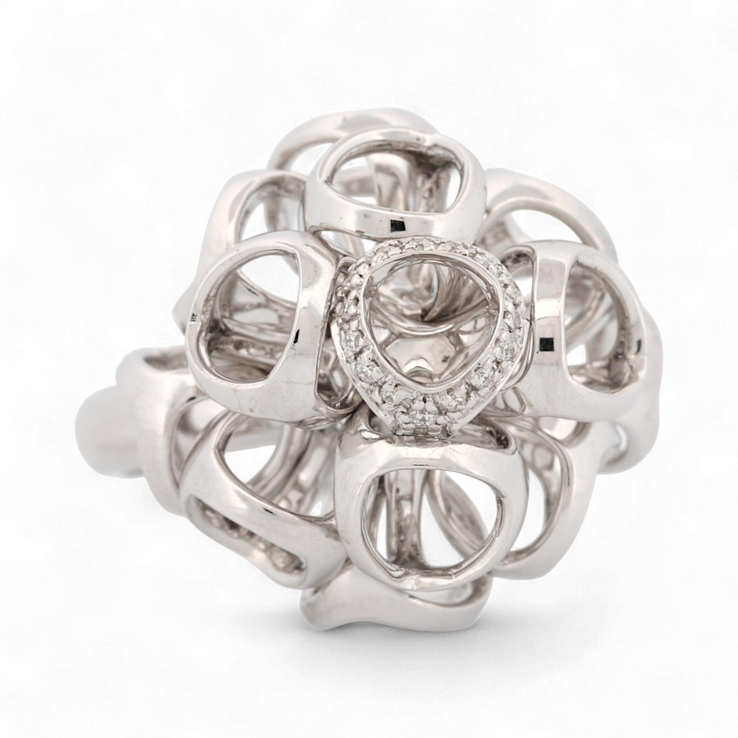 Di Modolo 18K White Gold Triada Diamond Ring Size 6