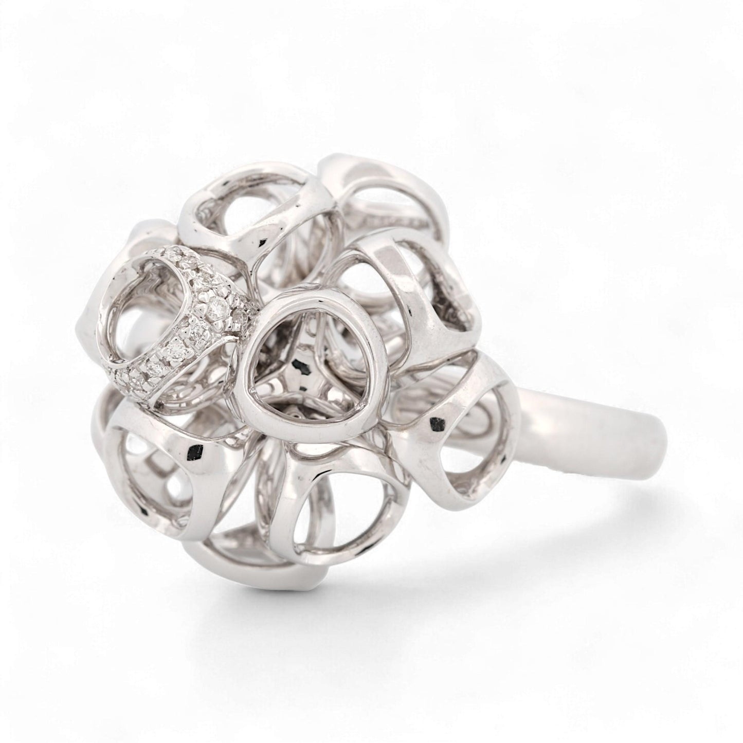 Di Modolo 18K White Gold Triada Diamond Ring Size 6