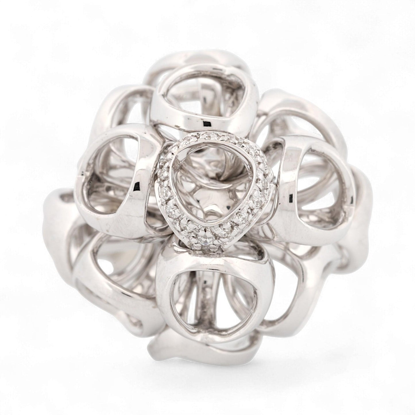 Di Modolo 18K White Gold Triada Diamond Ring Size 6