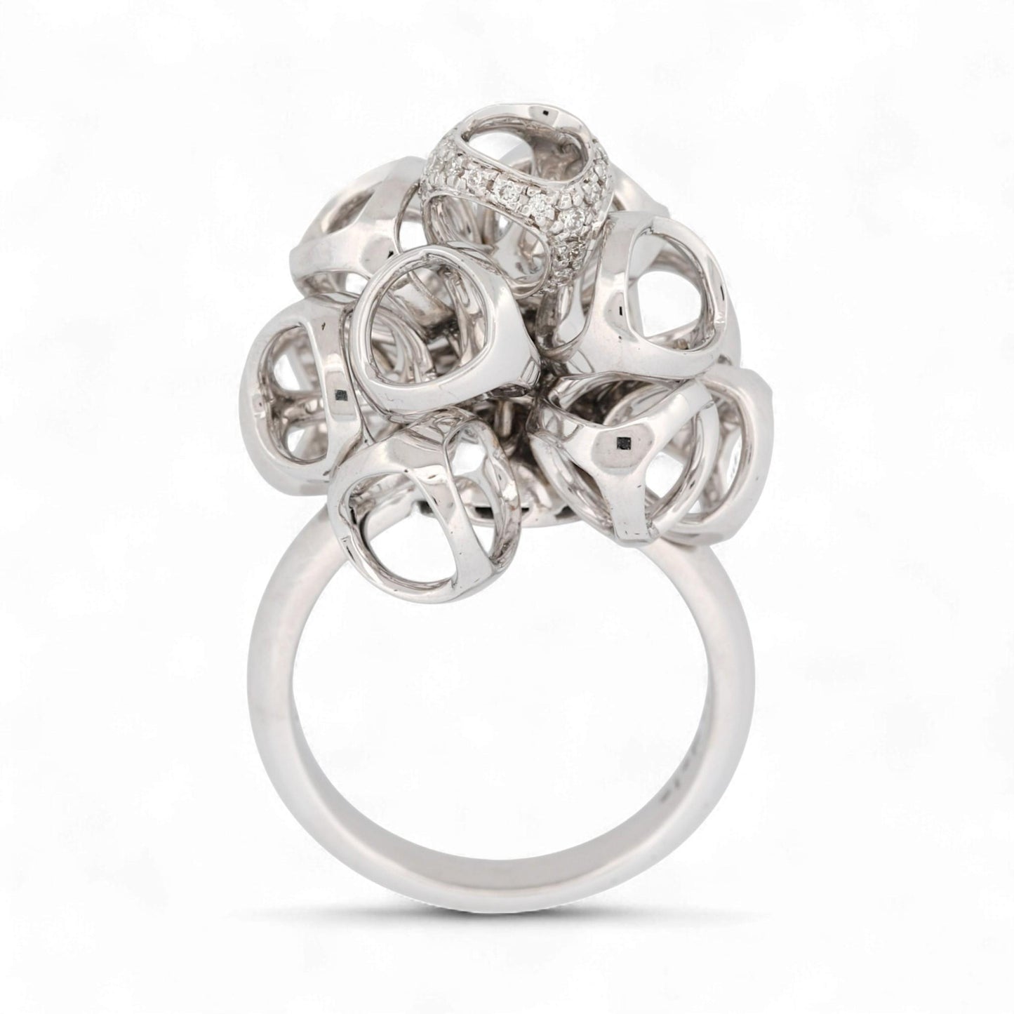 Di Modolo 18K White Gold Triada Diamond Ring Size 6