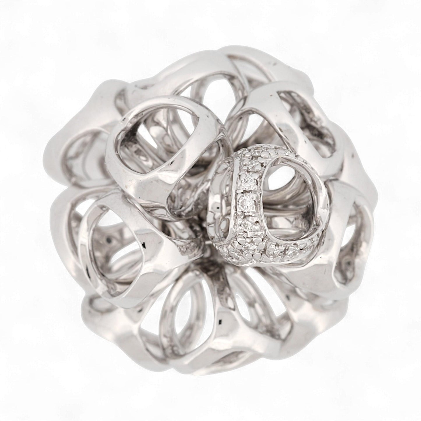 Di Modolo 18K White Gold Triada Diamond Ring Size 6