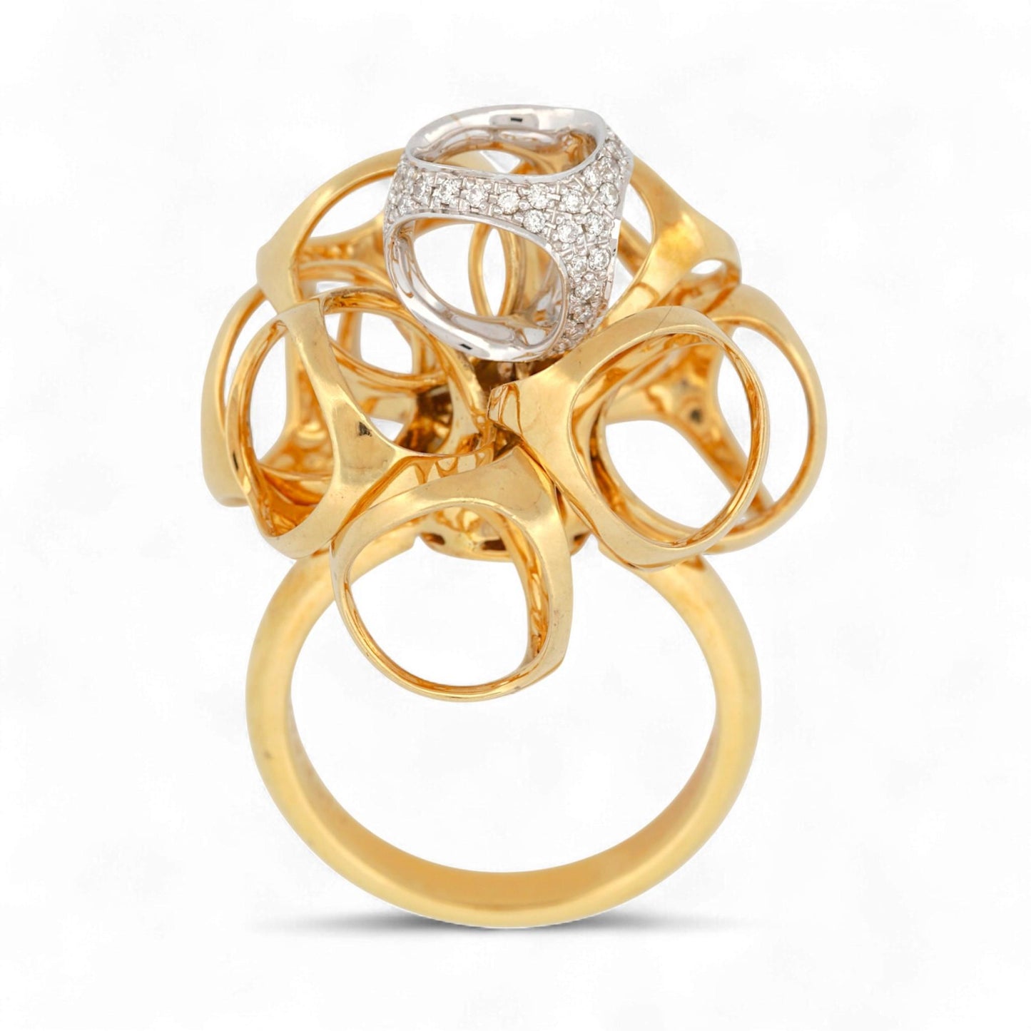 Di Modolo 18K Yellow & White Gold Triadra Diamond Ring Size 6.5