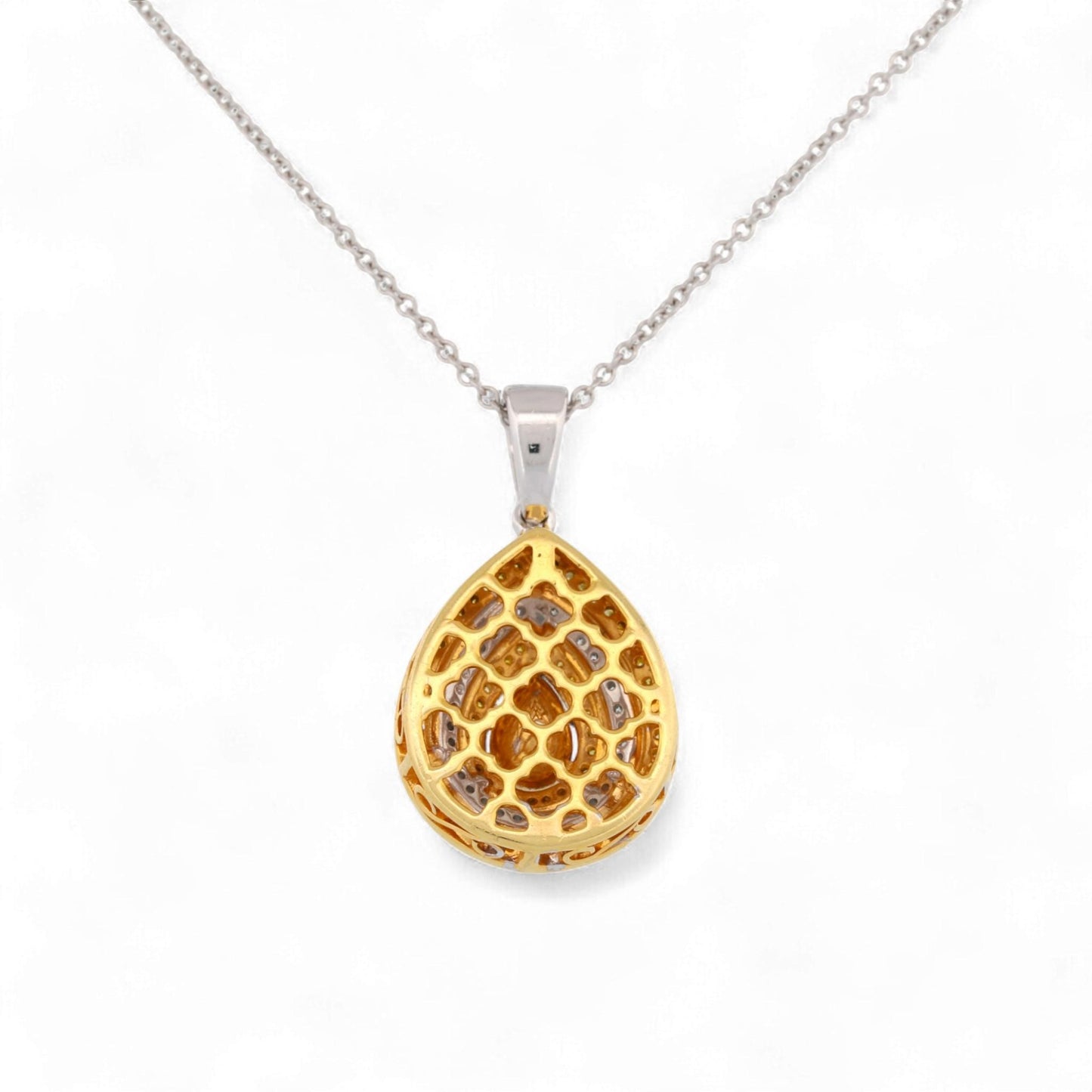 YAEL Designs 18K Gold Fancy Yellow Diamond Pear Pendant Necklace 16 Inch