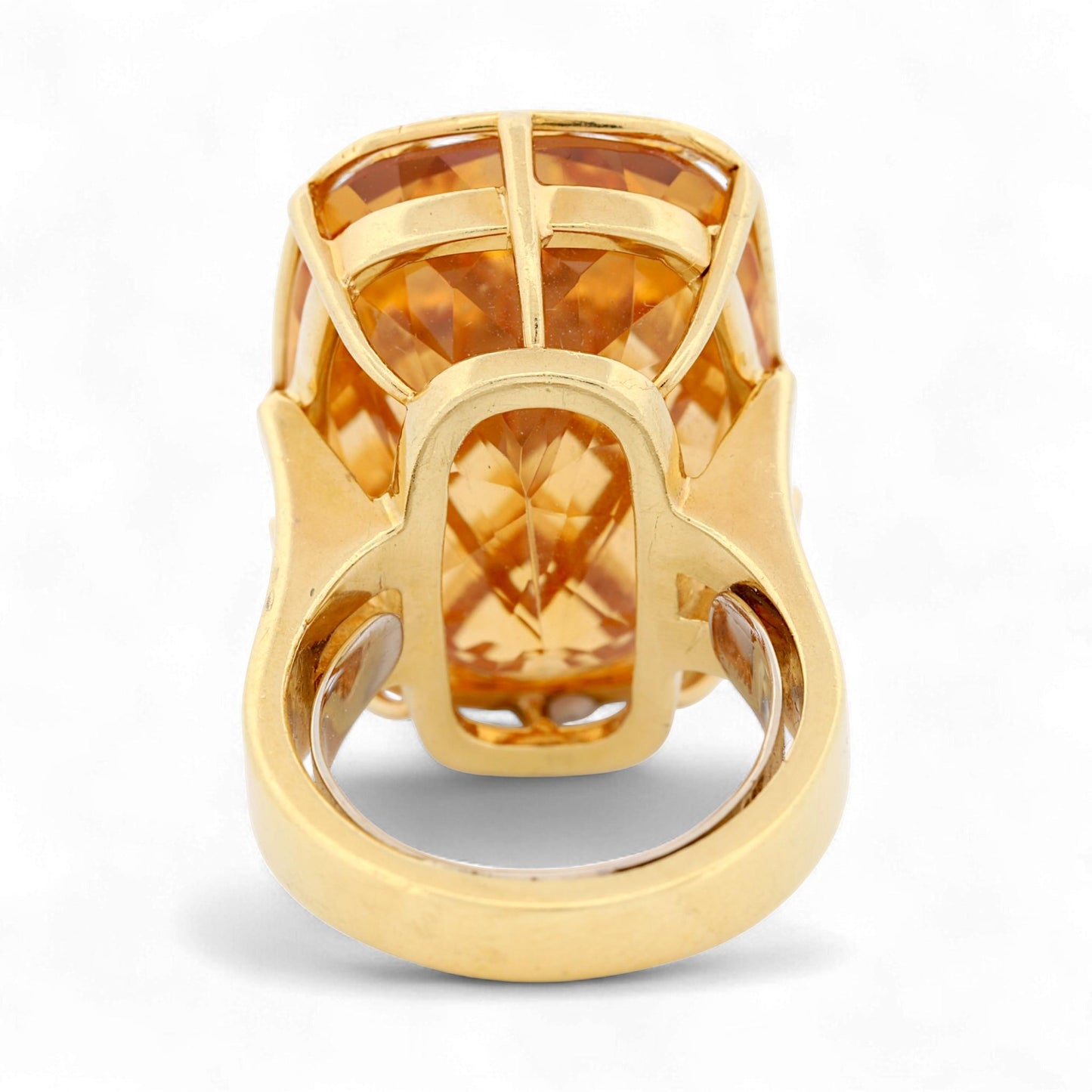 18K Yellow Gold Handcrafted Citrine Statement Ring with Split Shank