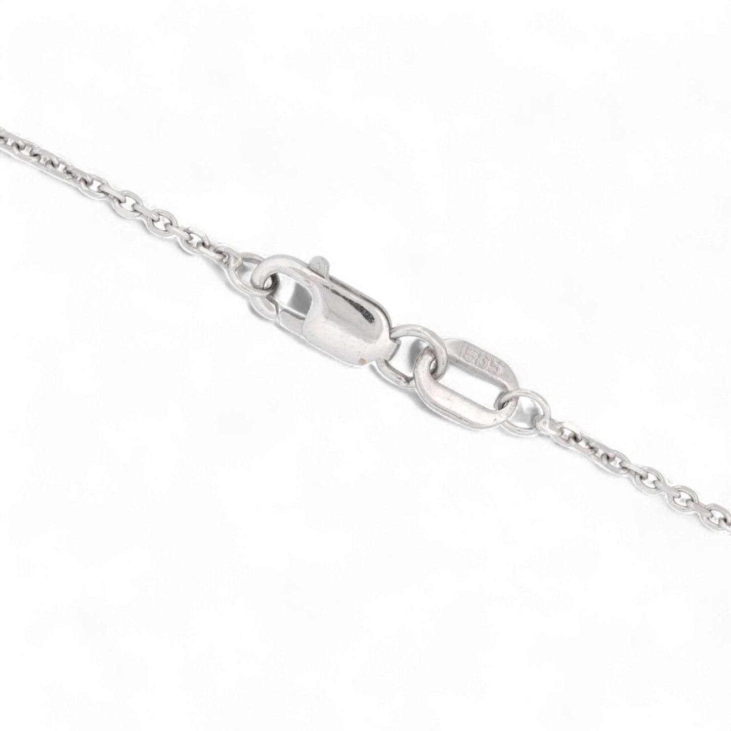 14K White Gold Diamond Open Heart Pendant Necklace 18 Inch