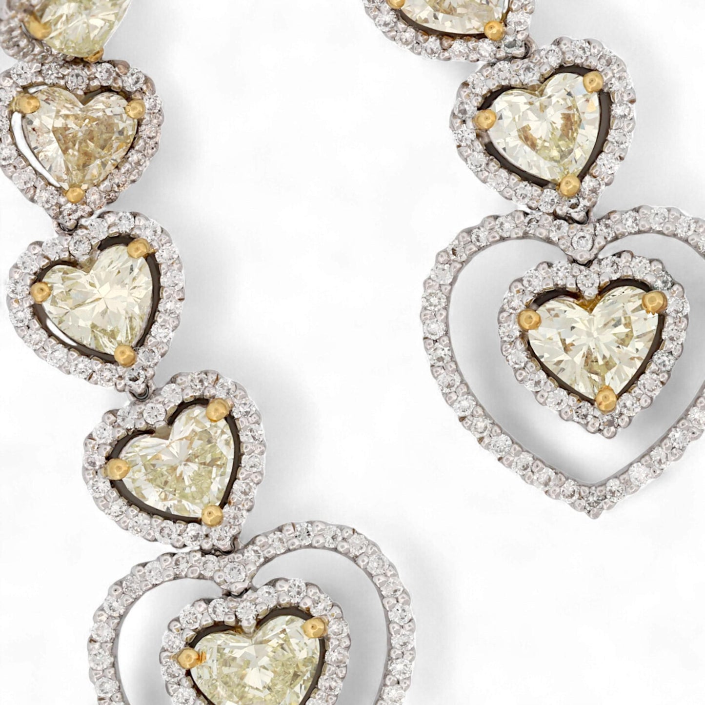 18K White & Yellow Gold Heart Diamond Drop Earrings 4.90ct