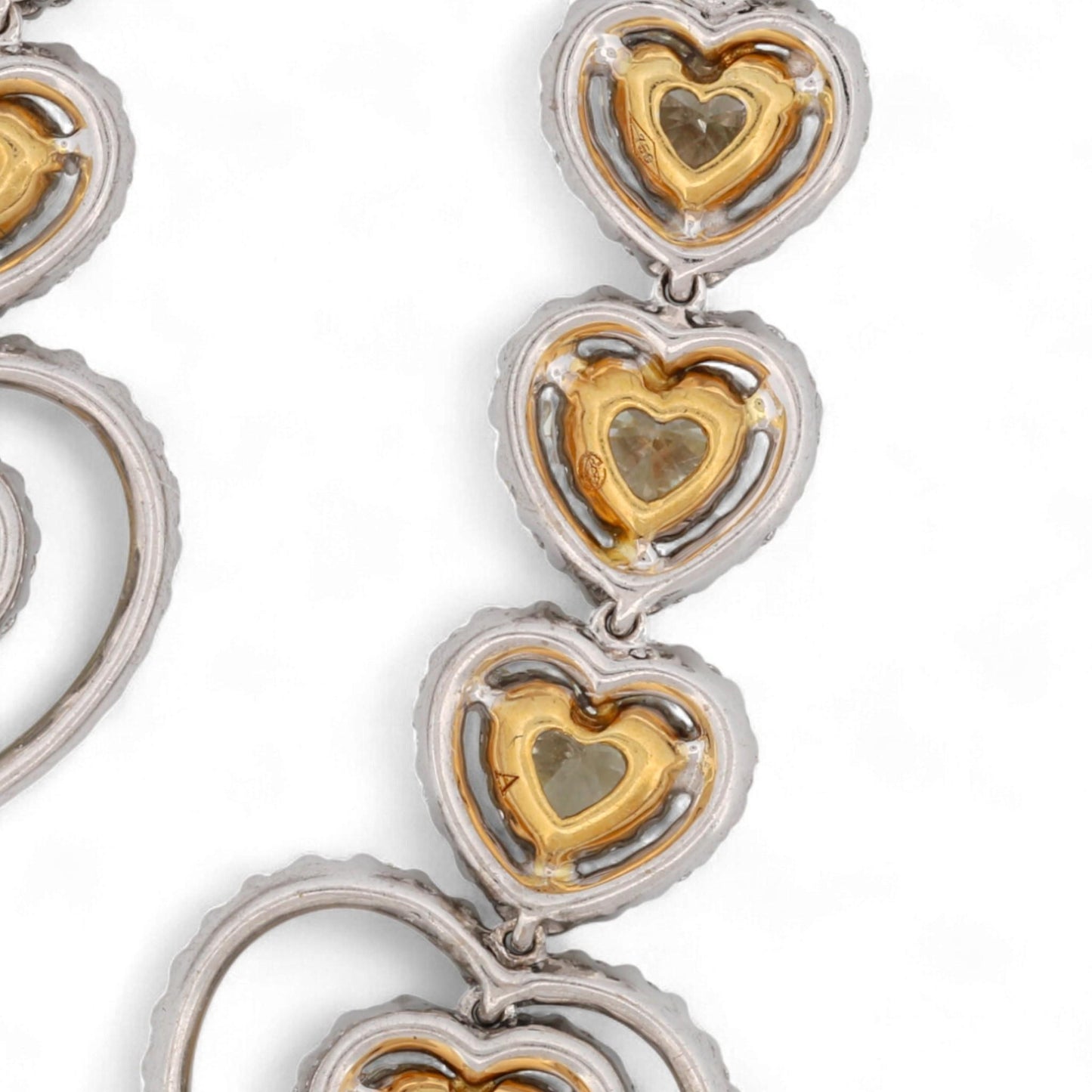 18K White & Yellow Gold Heart Diamond Drop Earrings 4.90ct