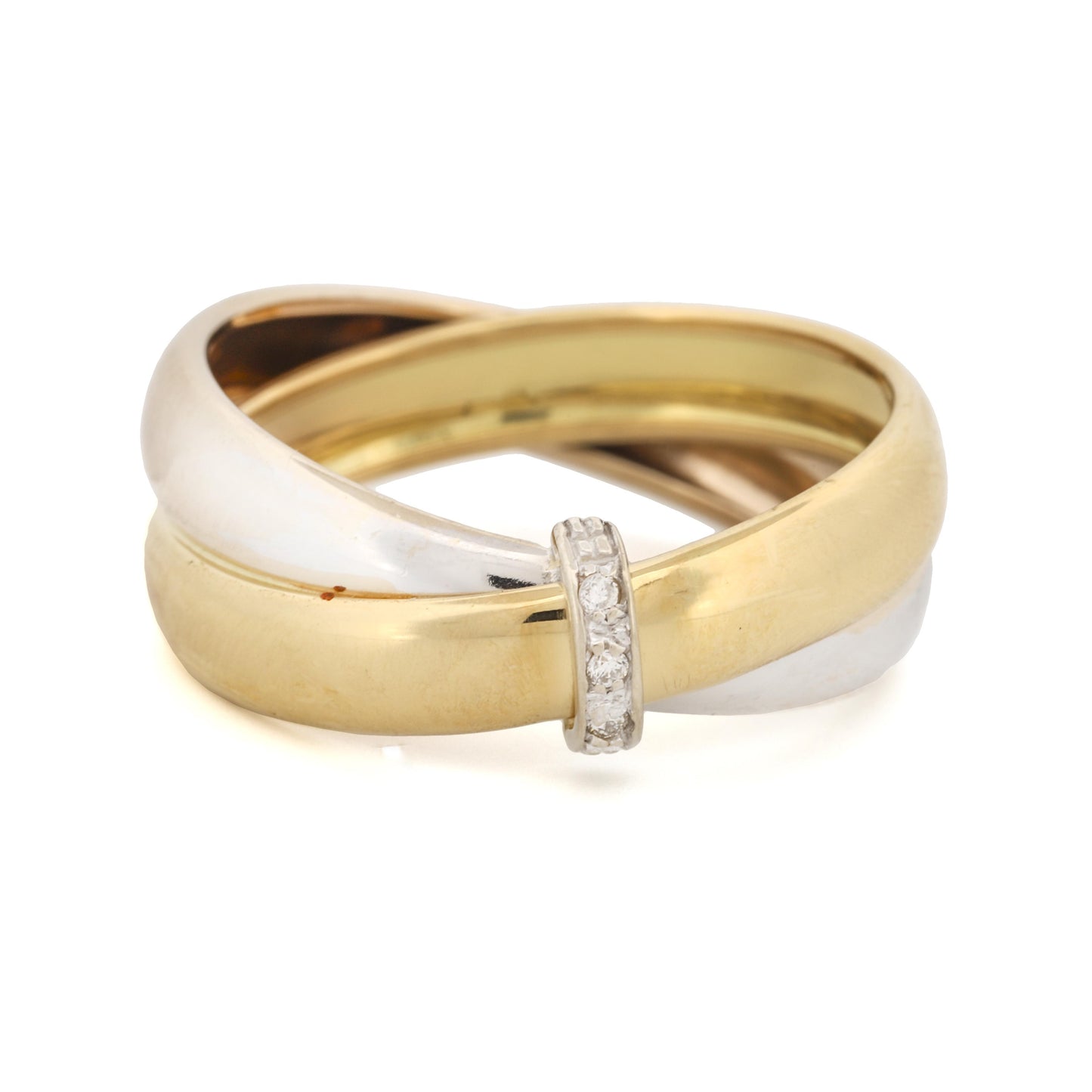 Milor Crossover Bands with Diamonds 18k White and Yellow Gold Ring