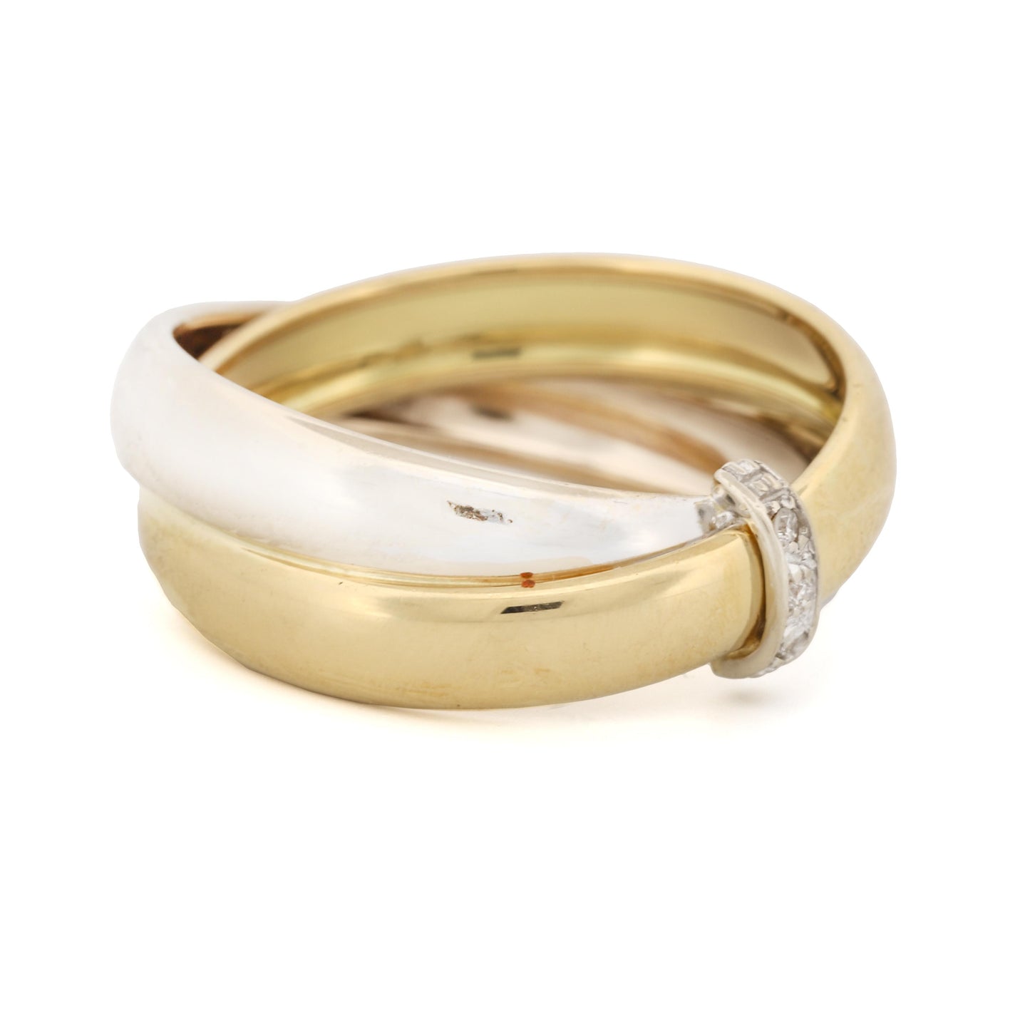 Milor Crossover Bands with Diamonds 18k White and Yellow Gold Ring