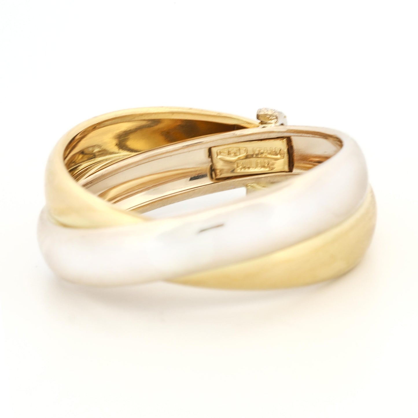 Milor Crossover Bands with Diamonds 18k White and Yellow Gold Ring