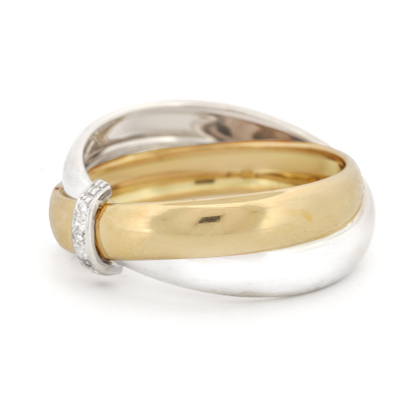 Milor Crossover Bands with Diamonds 18k White and Yellow Gold Ring