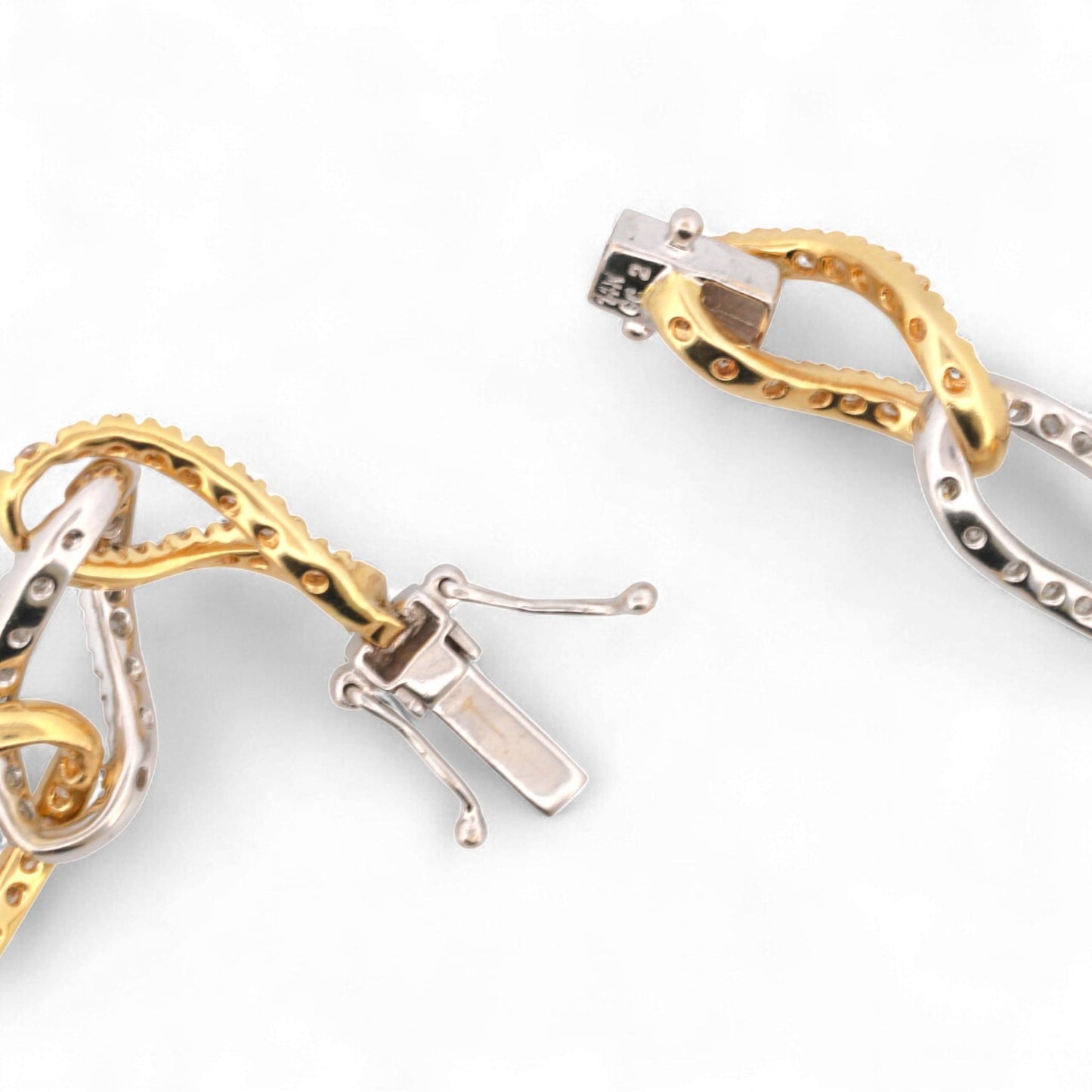 14K Yellow & White Gold Oval Twist Link Diamond Bracelet 2.00ct