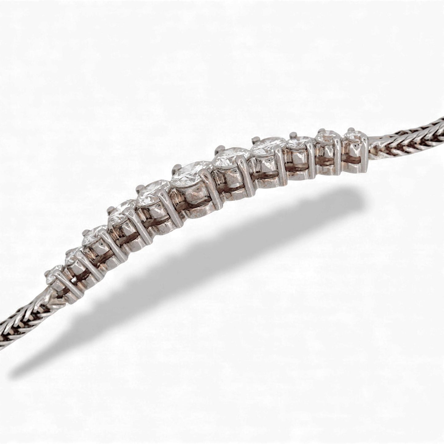 14k White Gold Tapered Diamond Row Bracelet 1.00ct Size Small