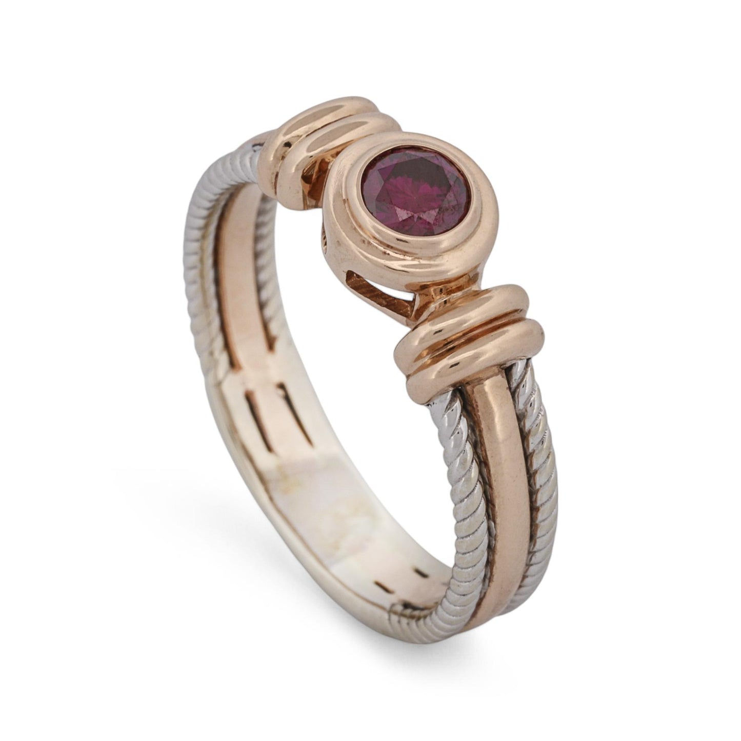 Purple Garnet Statement Ring in 14k Rose and White Gold