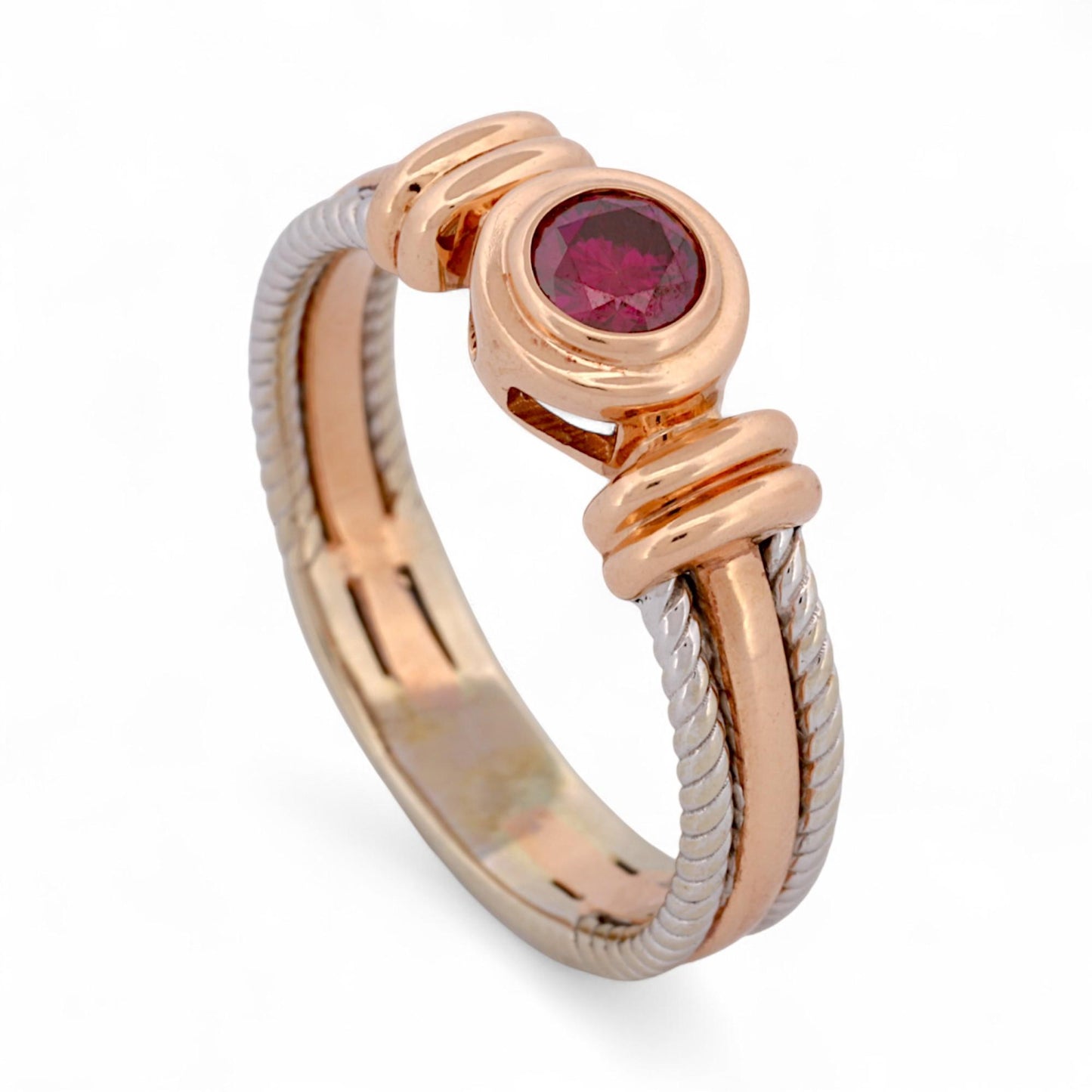 GIA-Certified Fancy Purple-Pink Diamond Ring in 14K Two-Tone Gold