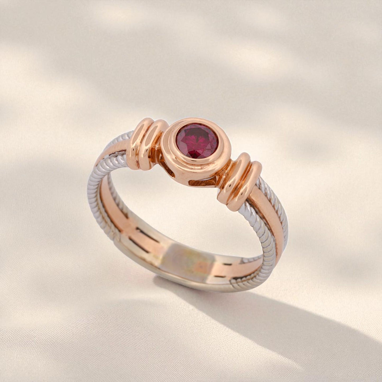 GIA-Certified Fancy Purple-Pink Diamond Ring in 14K Two-Tone Gold