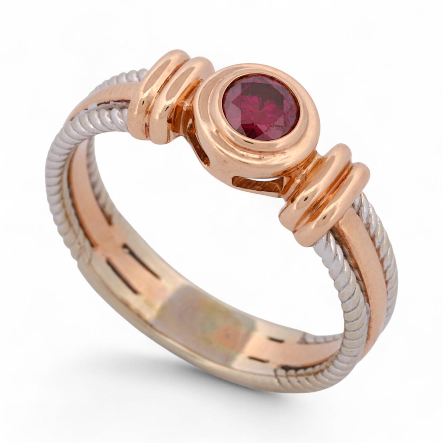 GIA-Certified Fancy Purple-Pink Diamond Ring in 14K Two-Tone Gold