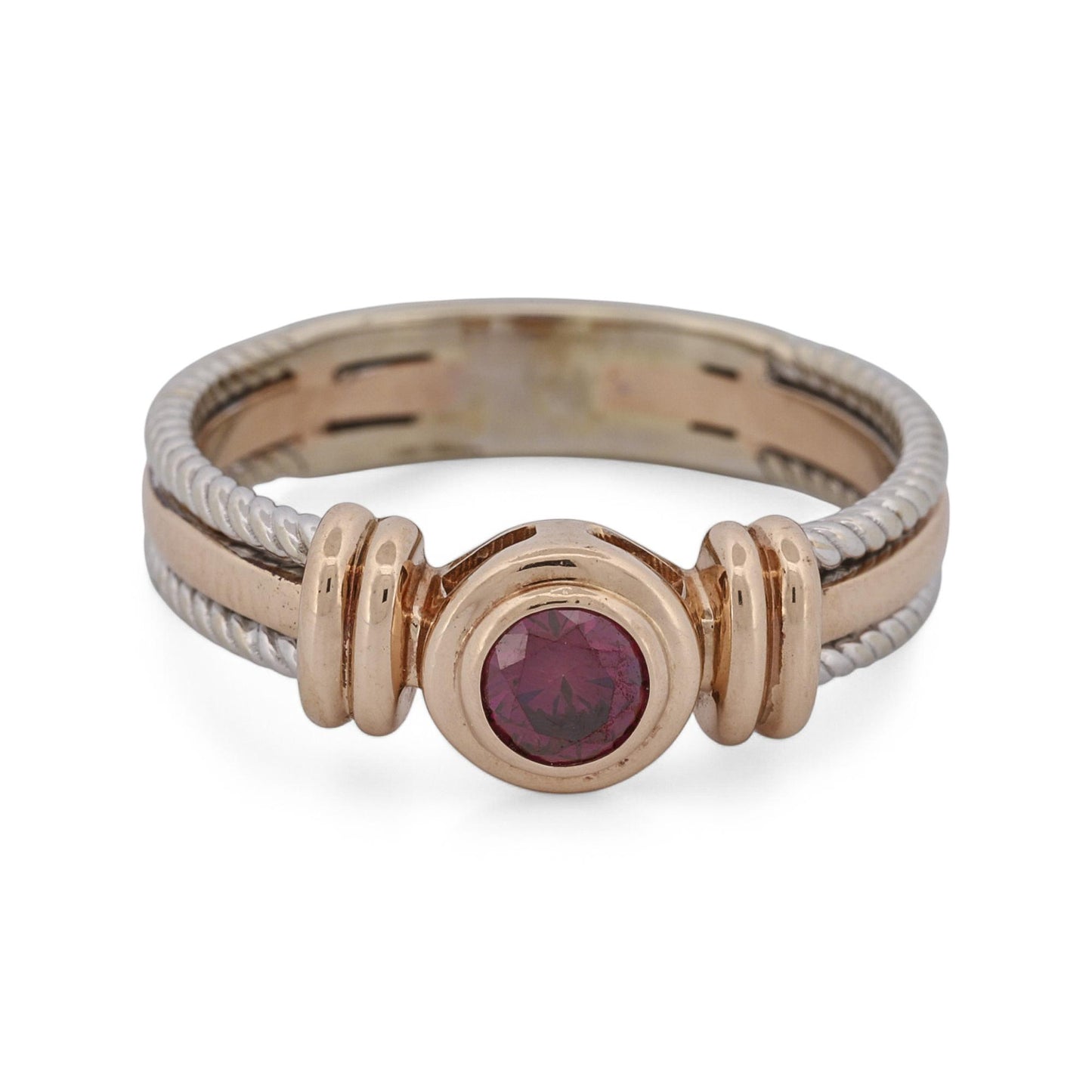 Purple Garnet Statement Ring in 14k Rose and White Gold
