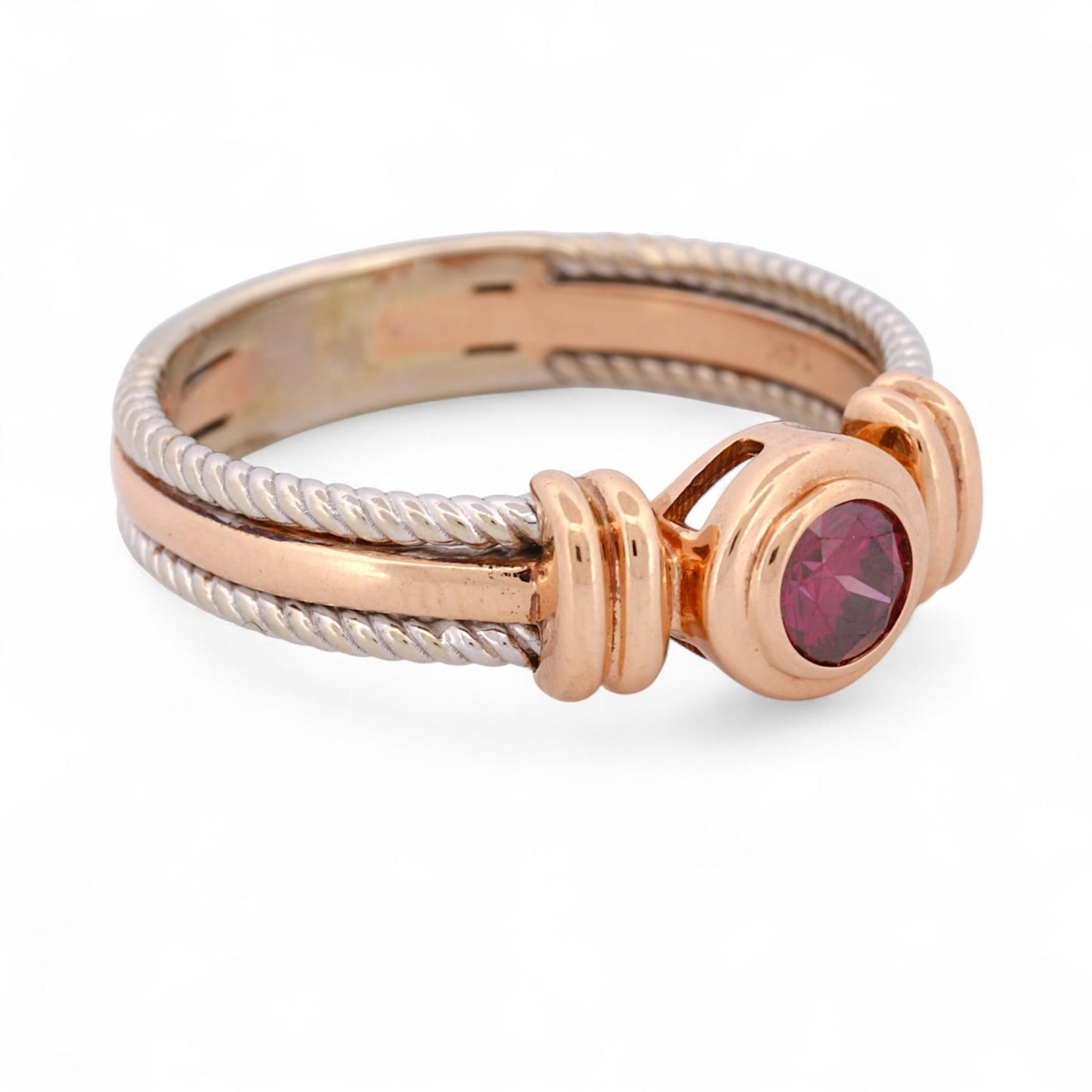 GIA-Certified Fancy Purple-Pink Diamond Ring in 14K Two-Tone Gold