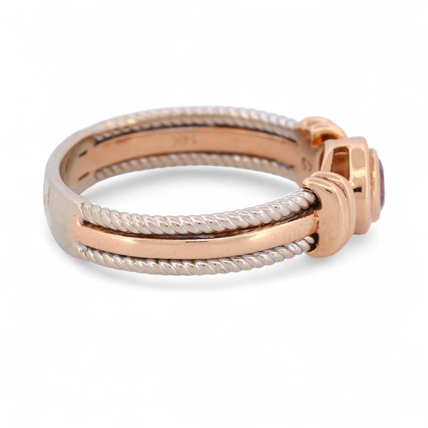 GIA-Certified Fancy Purple-Pink Diamond Ring in 14K Two-Tone Gold
