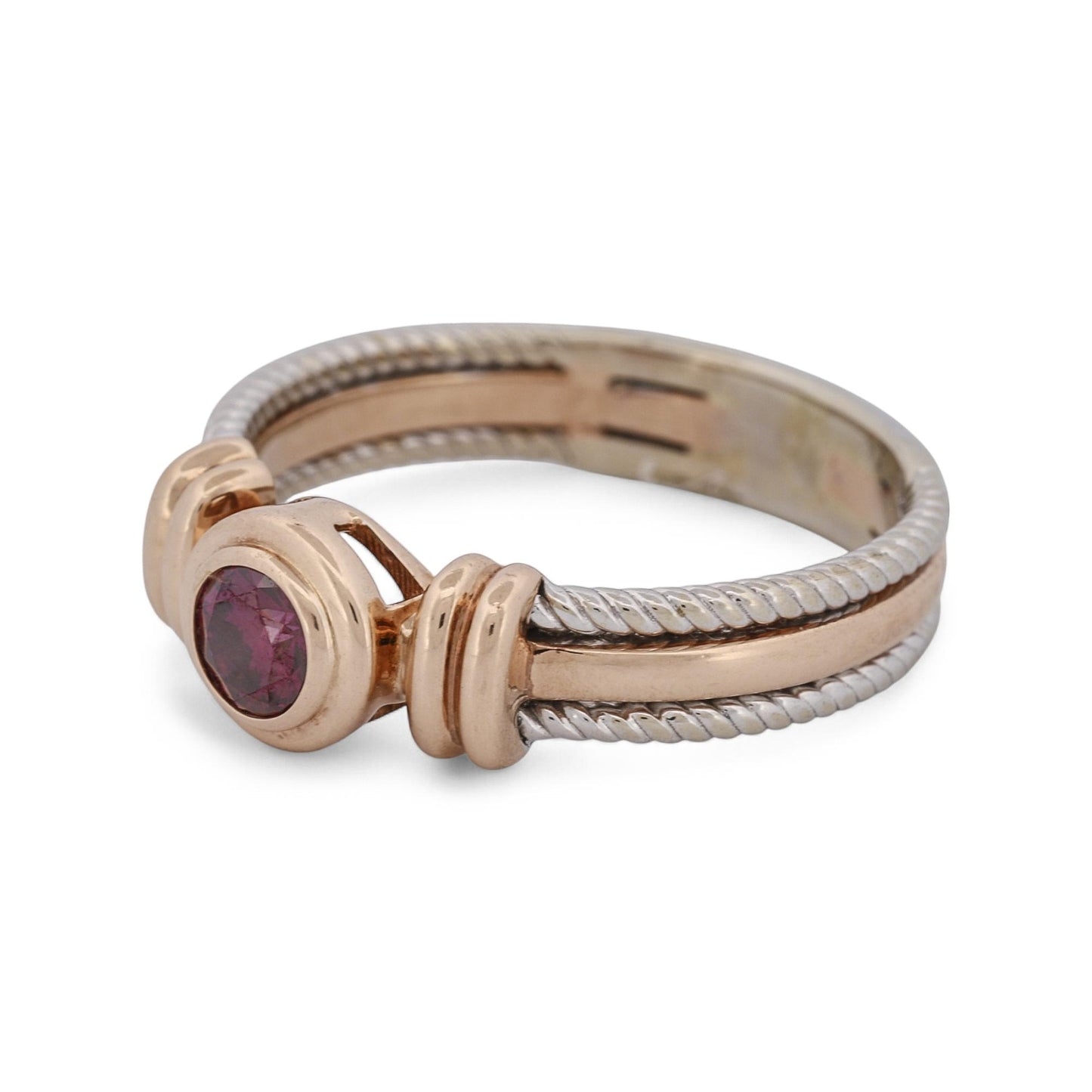 Purple Garnet Statement Ring in 14k Rose and White Gold