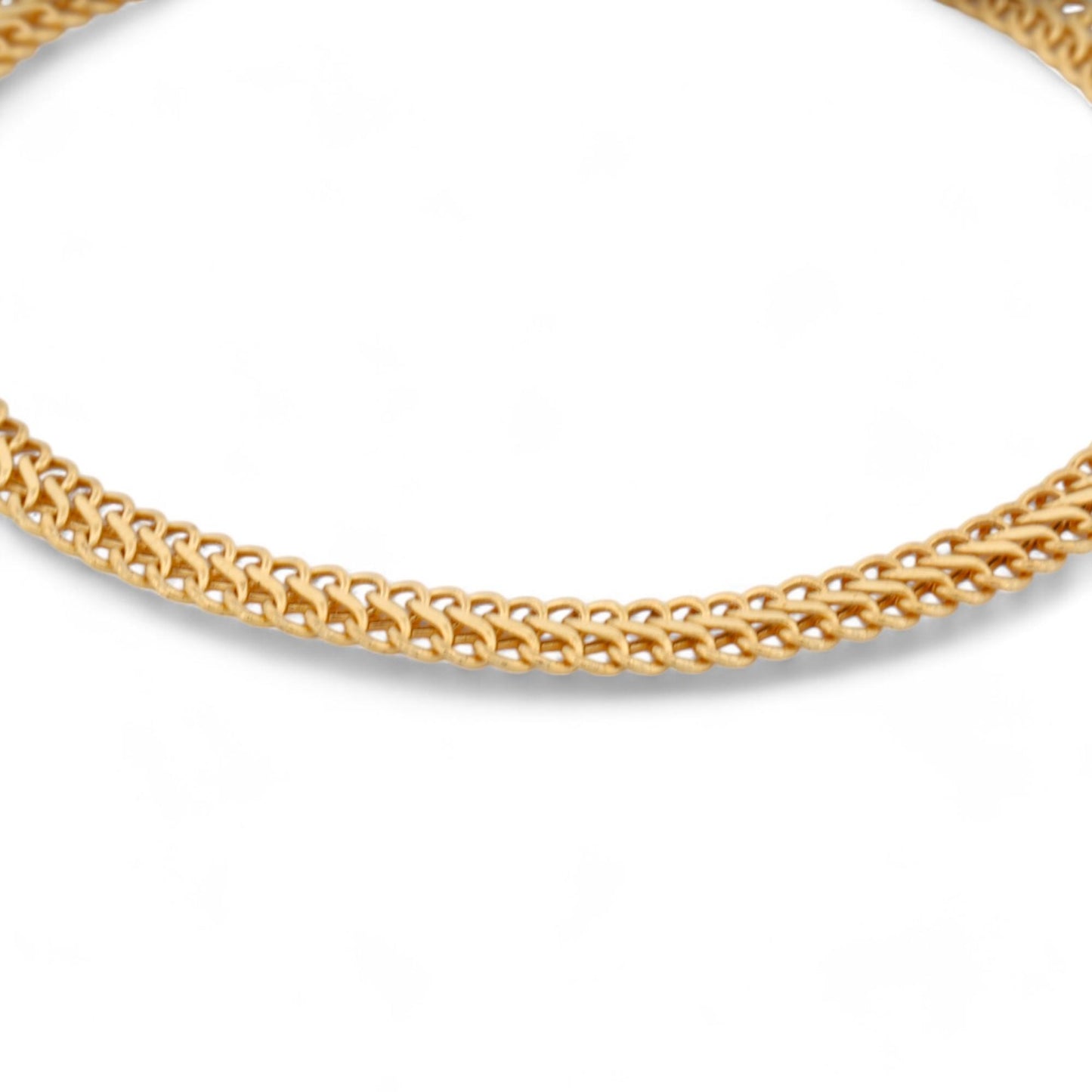 Retro Vintage Double Flat Curb Link Bracelet in 18k Yellow Gold