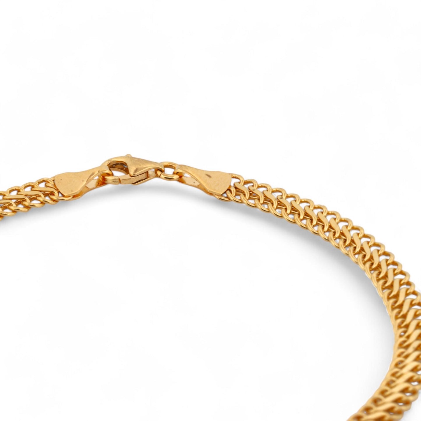 Retro Vintage Double Flat Curb Link Bracelet in 18k Yellow Gold