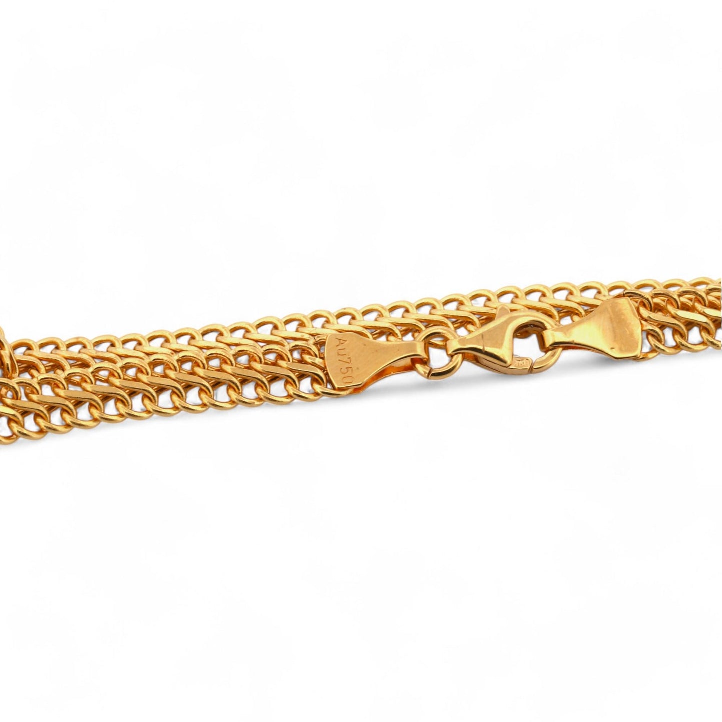 Retro Vintage Double Flat Curb Link Bracelet in 18k Yellow Gold