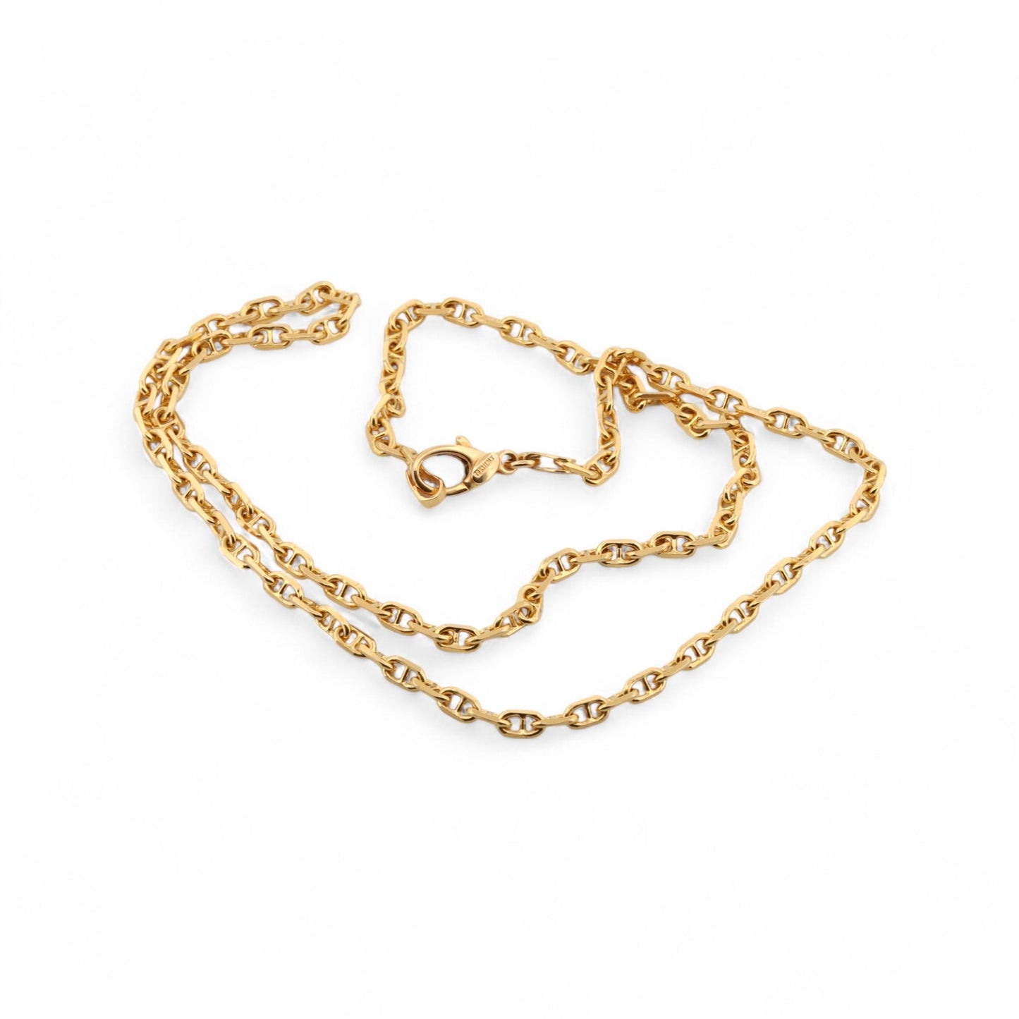 Solid 18k Yellow Gold Diamond-Cut Mariner Anchor Link Chain Necklace