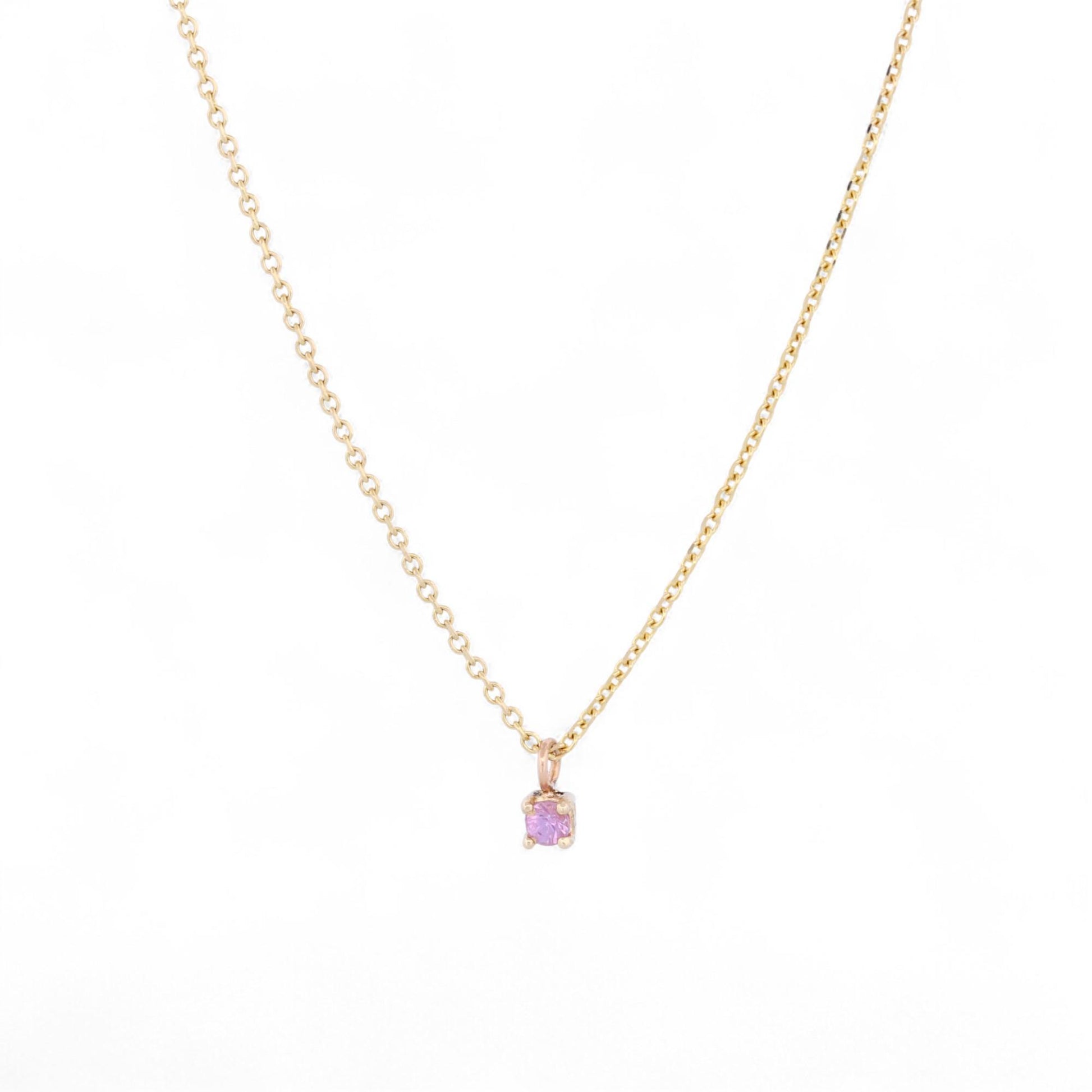 Jennifer Rivera 14k Gold Pink Sapphire Necklace – Minimalist & Handcrafted