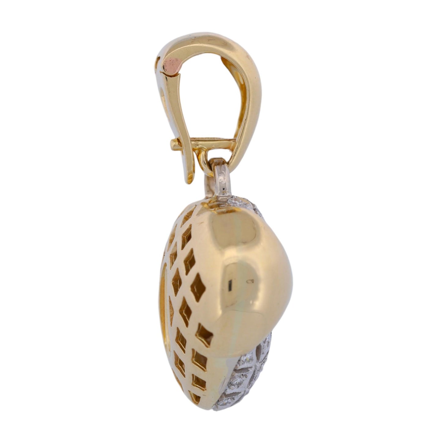 Chimento 18k Yellow and White Gold Diamond Puffy Heart Pendant