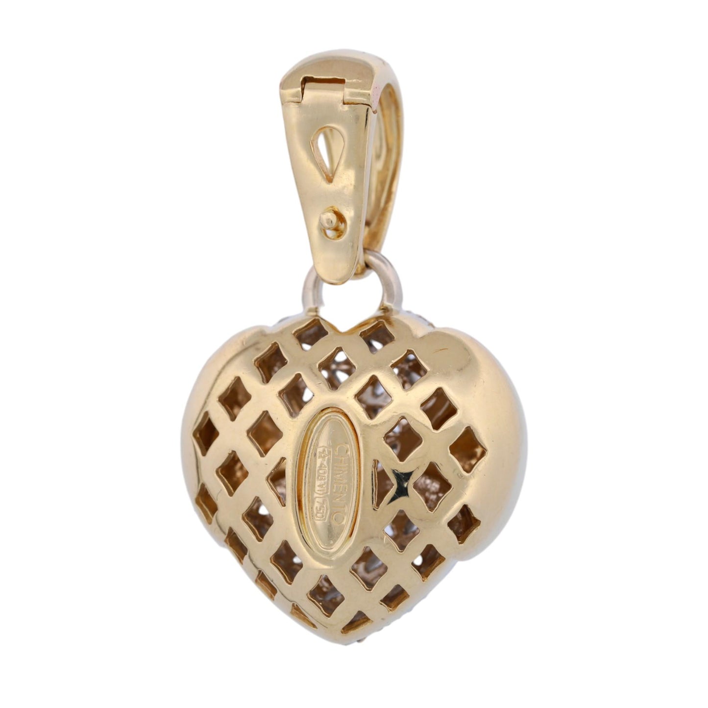 Chimento 18k Yellow and White Gold Diamond Puffy Heart Pendant