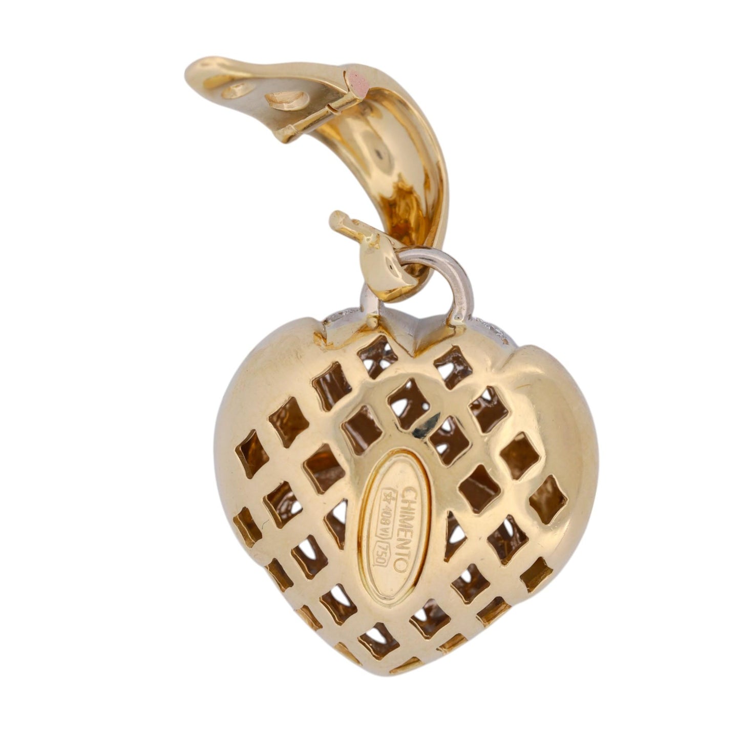 Chimento 18k Yellow and White Gold Diamond Puffy Heart Pendant