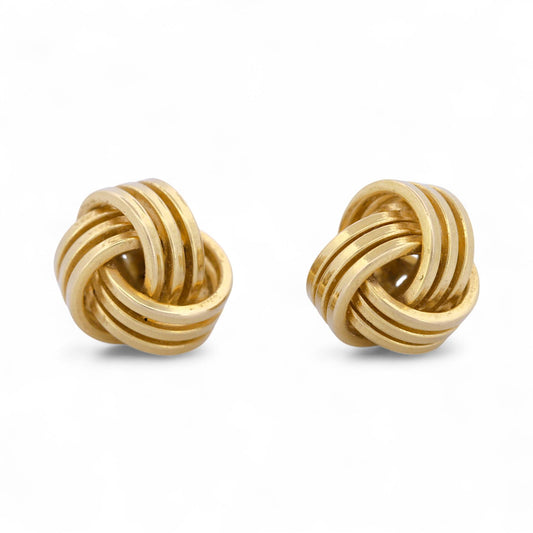 14k Yellow Gold Love Knot Stud Earrings Timeless Classic Elegant Gift